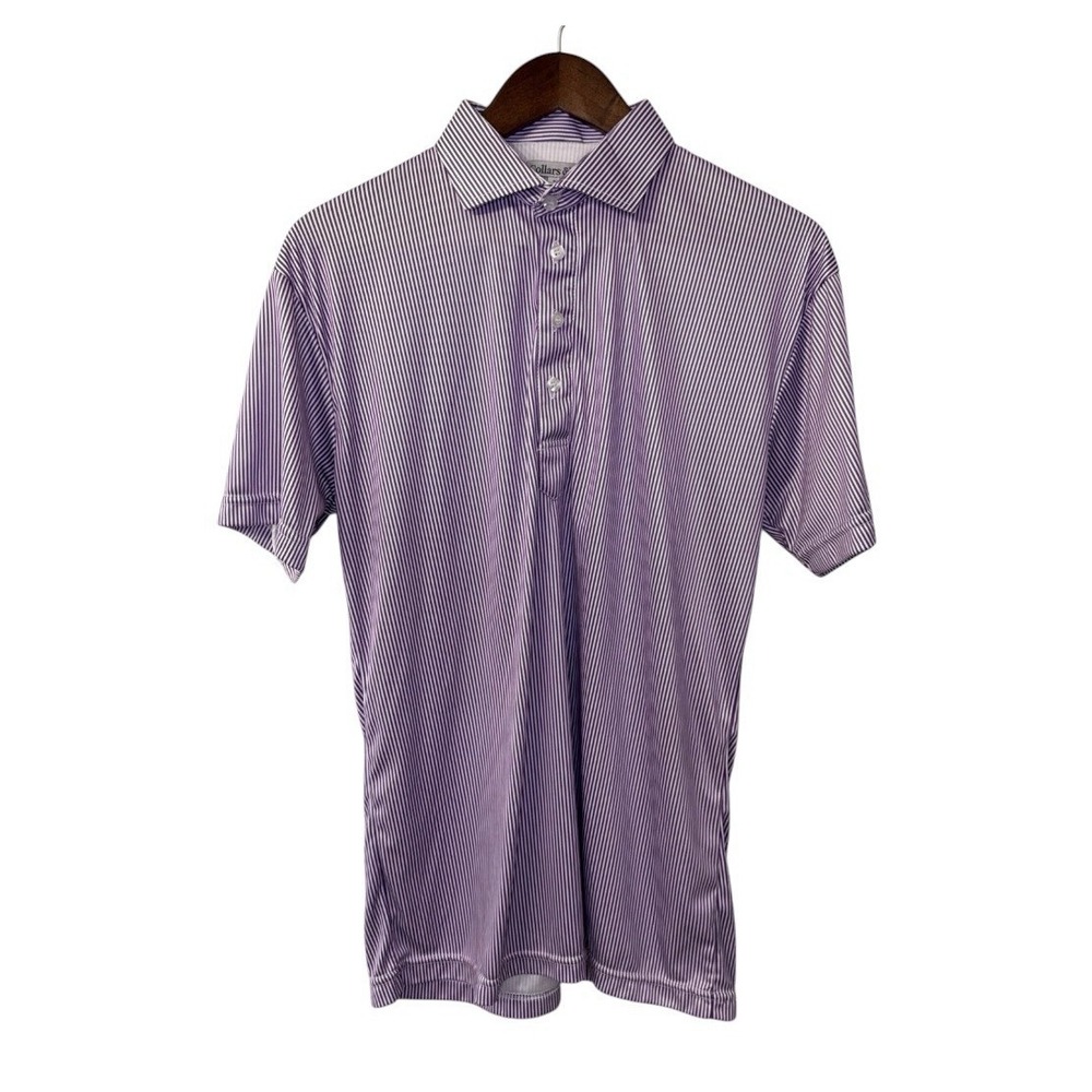 Collars & Co Dress Collar polo mens medium purple stripe active performance golf